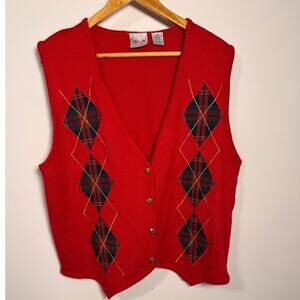 Vintage Tan Jay 90s Red Argyle Sweater Vest Size: Medium